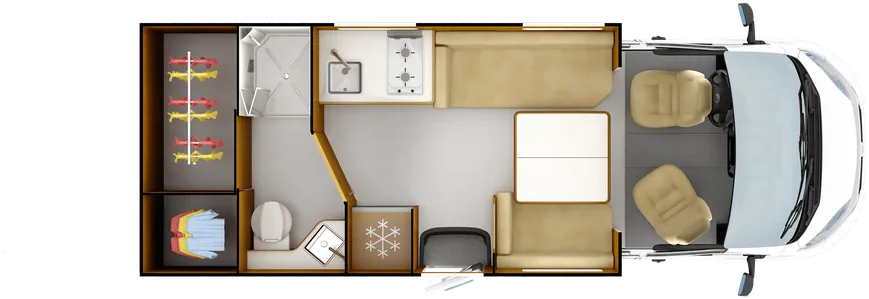 Grundriss Rapido 606F – Tagstellung