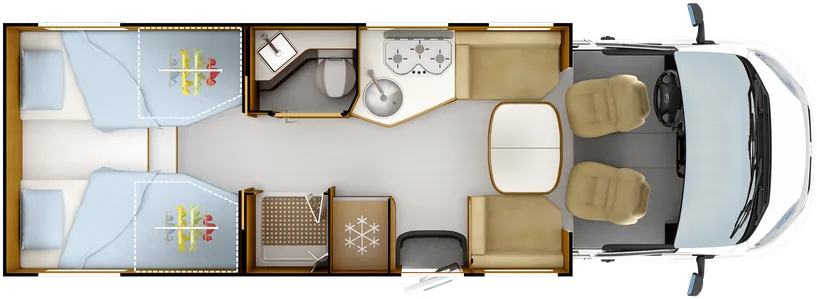 Grundriss Rapido 666F – Tagstellung
